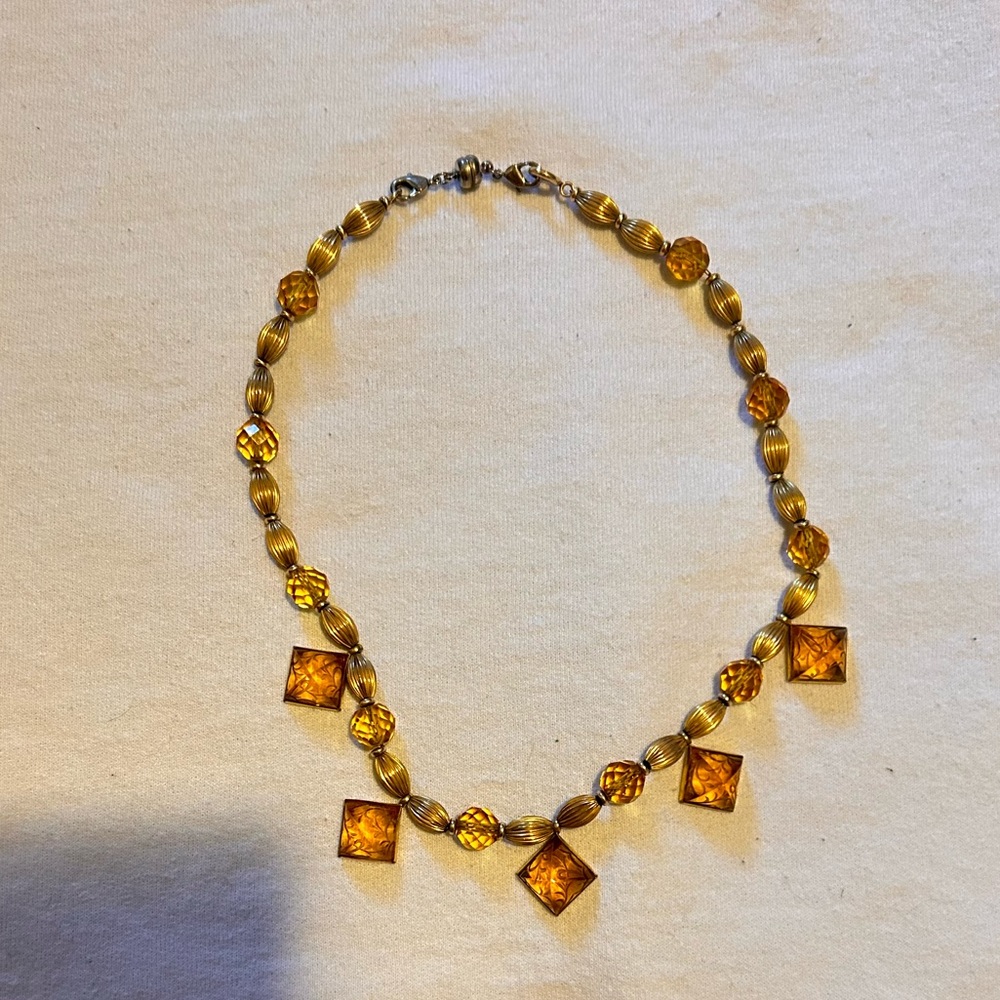 Orange Art Deco Beaded Choker